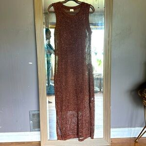 Brown Gold Crochet Dress